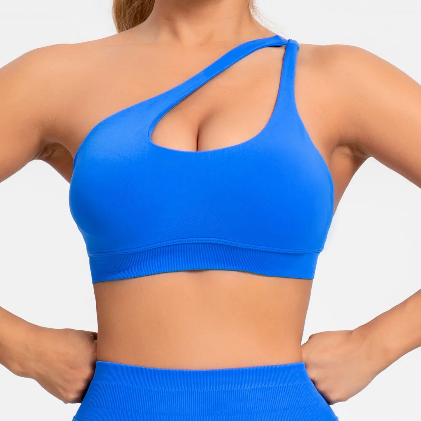 NCLAGEN Impact Asymmetric Sports Bra Gym Top Woman High Support Halter Backless Fitness Activewaer Workout Seamless Underwear