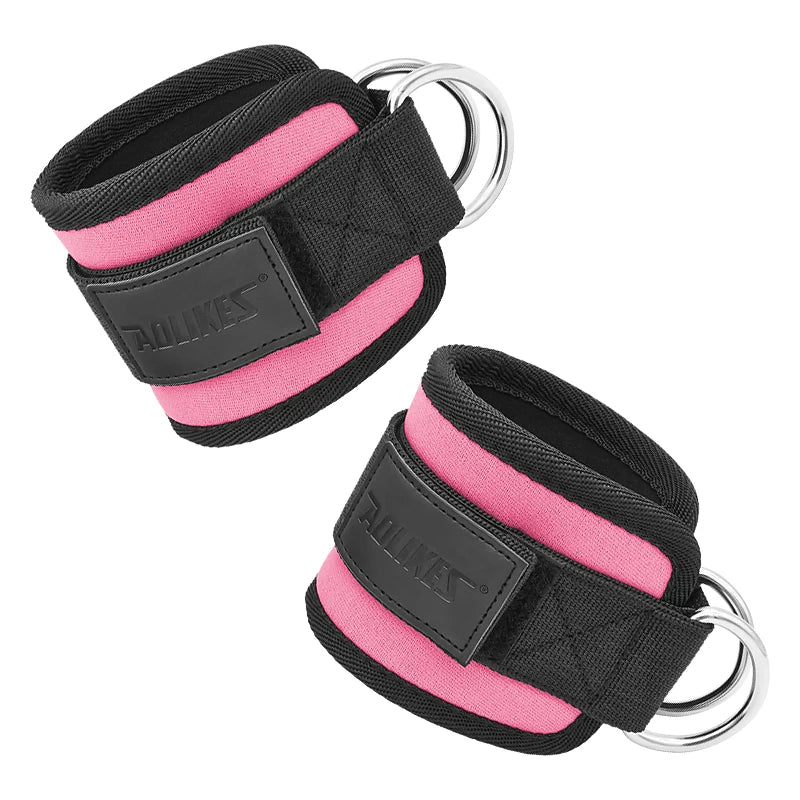 AOLIKES Adjustable Padded Ankle Wrist Cuffs Padded Straps D-Ring Glute Kickback for Cable Machine, Ideal for Glutes Exercises